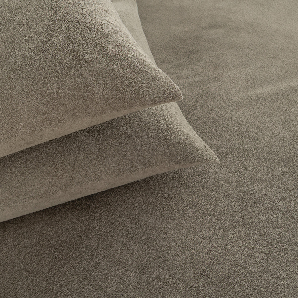 Close-up of All-Season Microfleece Sheet Set pillowcases in Kalamata