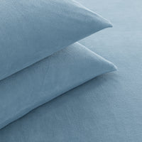 Close-up of All-Season Microfleece Sheet Set pillowcases in Slate Blue