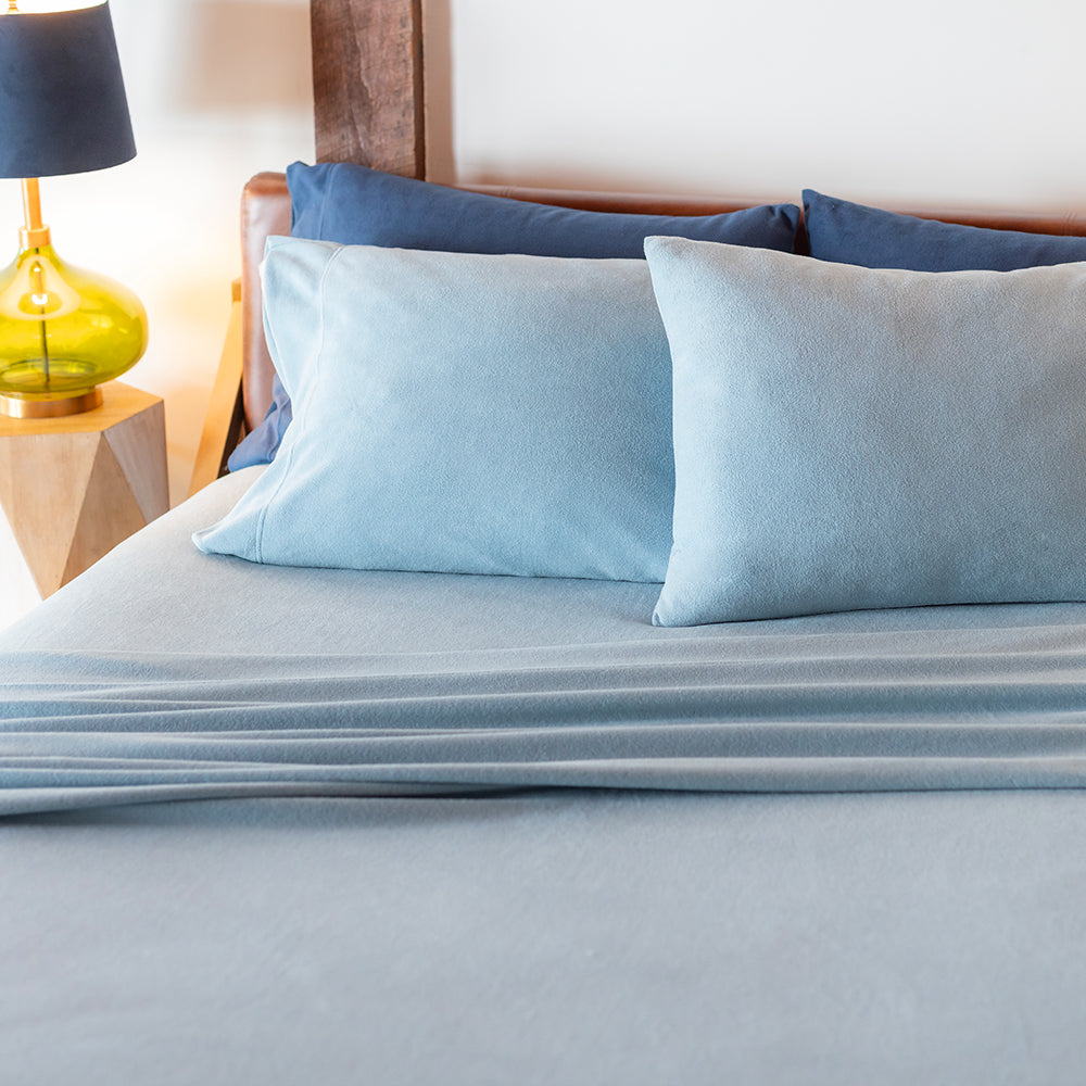 All-Season Microfleece Sheet Set- QUEEN SIZE SLATE BLUE