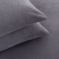 Close-up of All-Season Microfleece Sheet Set pillowcases in Space Grey