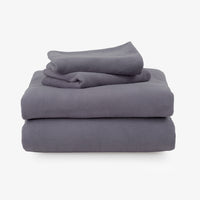 All-Season Microfleece Sheet Set in Space Grey, folded on a white background