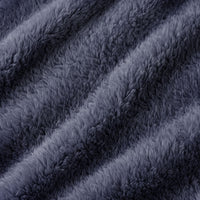 A close-up of plush faux fur fabric in a dark slate gray color, showing the soft texture and diagonal folds.
