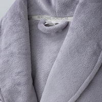 A close-up showing the soft, velvety texture of a lilac colored VelvetLoft Robe.