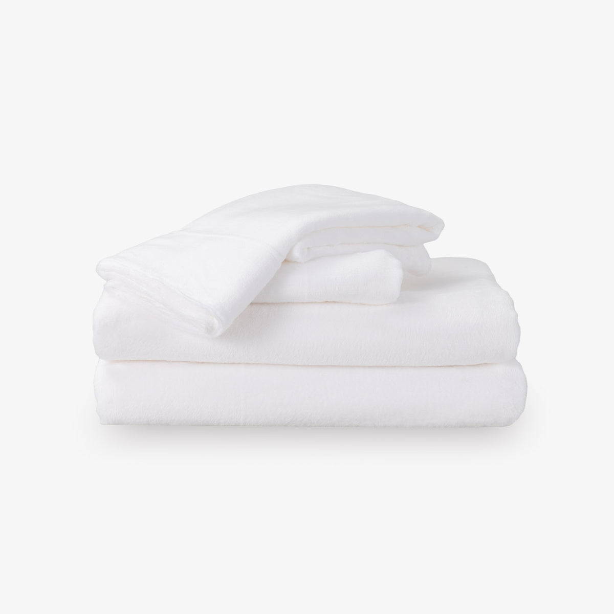 Stack of white sheets on a white background
