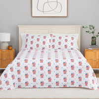 Bedding set with American flag pattern in a bedroom setting