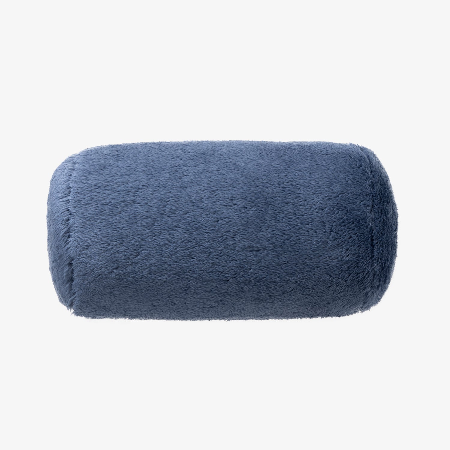 Blue cylindrical pillow on a white background