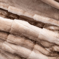 Close up of a plush textured faux fur heated throw.