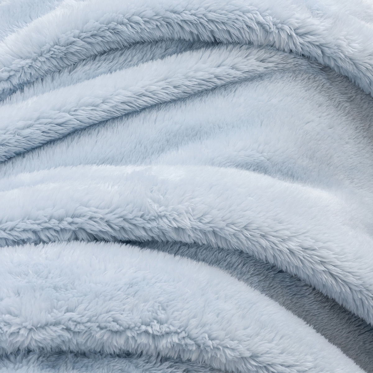Close-up of Premium Extra-Fluffy™ high-pile plush in Arctic Blue