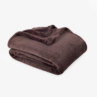 Premium Extra-Fluffy™ Throw in Coffee Brown, folded on a white background