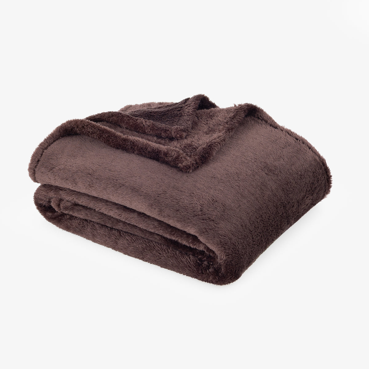 Premium Extra-Fluffy™ Throw in Coffee Brown, folded on a white background