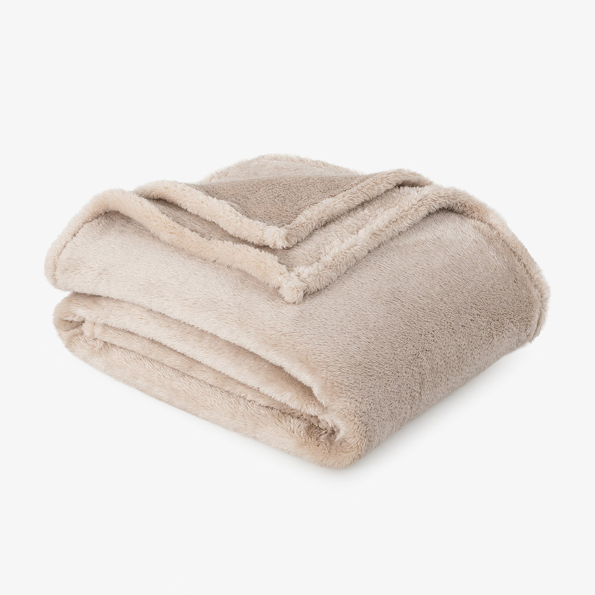 Premium Extra-Fluffy™ Throw in Grain, folded on a white background