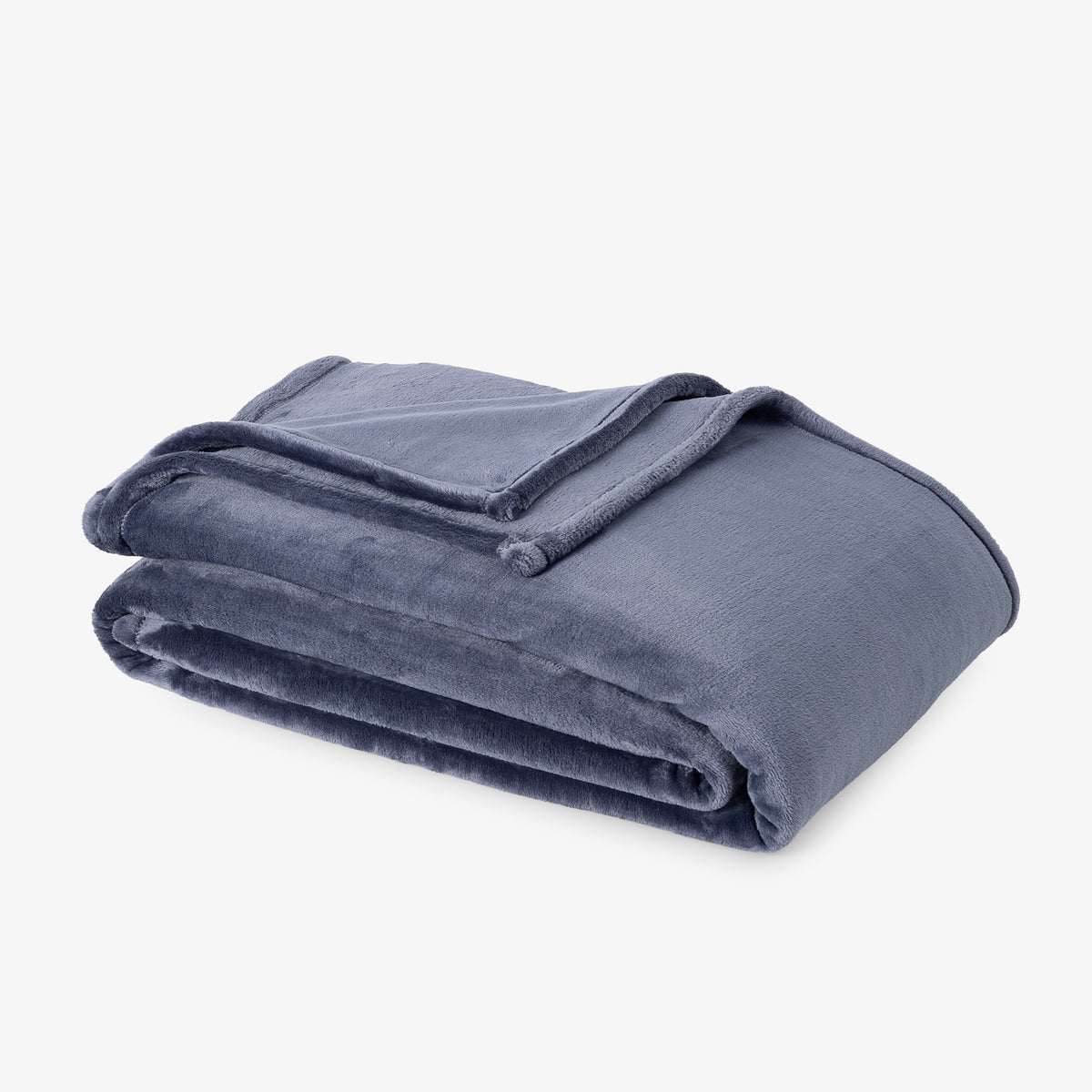 Premium VelvetLoft® Blanket in Galaxy Blue, folded on a white background