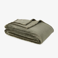 Premium VelvetLoft® Blanket in Ivy, folded on a white background