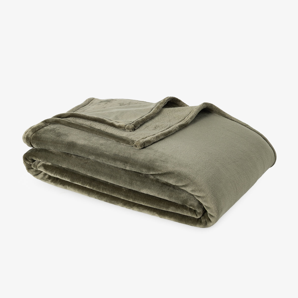 Premium VelvetLoft® Blanket in Ivy, folded on a white background