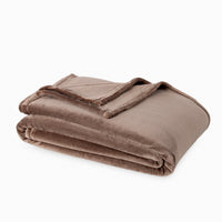 Premium VelvetLoft® Blanket in Porcini, folded on a white background