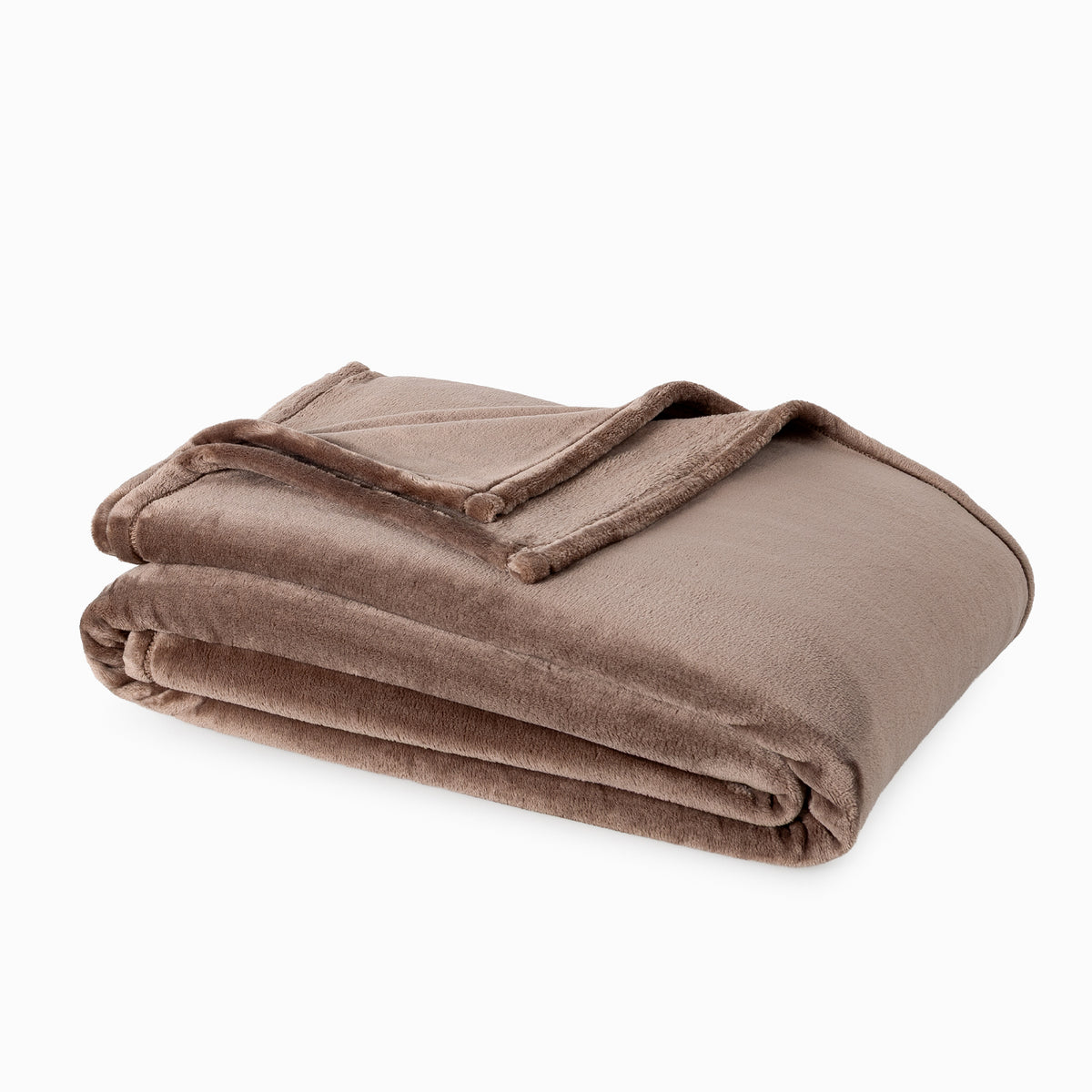 Premium VelvetLoft® Blanket in Porcini, folded on a white background