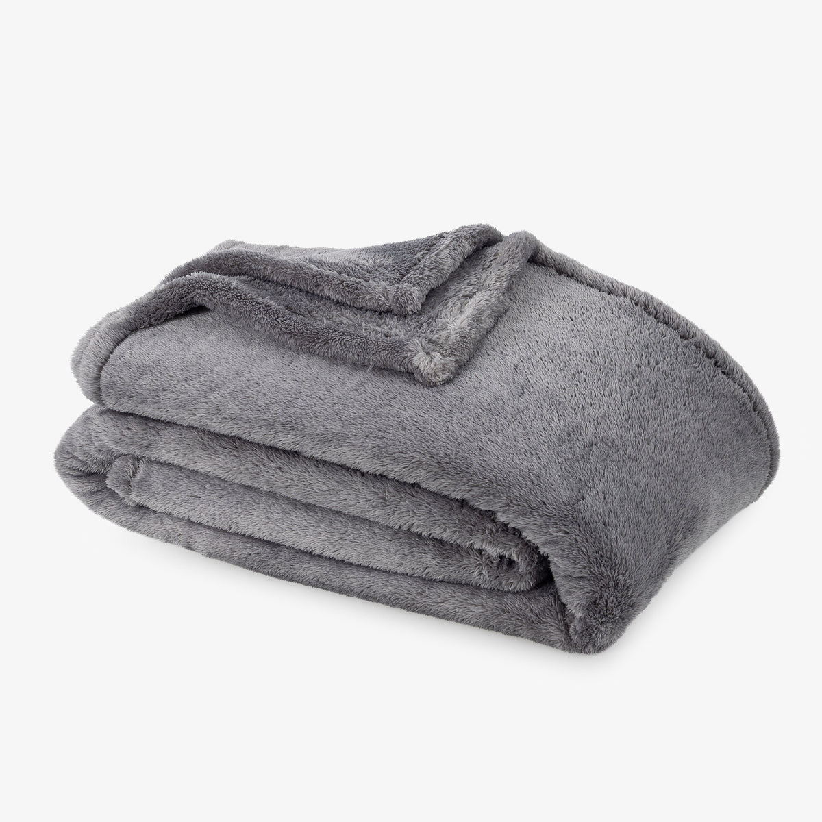 Premium Extra-Fluffy™ Blanket in Amherst Gray, folded on a white background