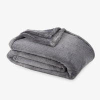 Premium Extra-Fluffy™ Blanket in Amherst Gray, folded on a white background