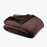 Premium Extra-Fluffy™ Blanket in Coffee Brown, folded on a white background