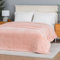 Premium Extra-Fluffy™ Blanket in Country Lane spread over a made bed, angled view