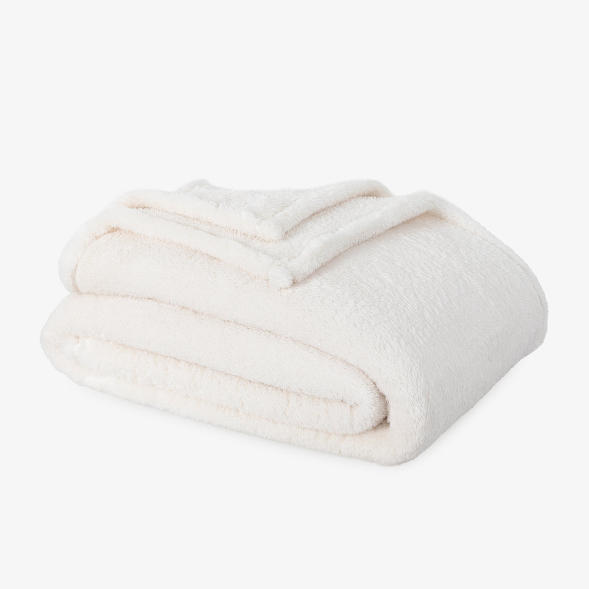Premium Extra-Fluffy™ Blanket in Cream, folded on a white background