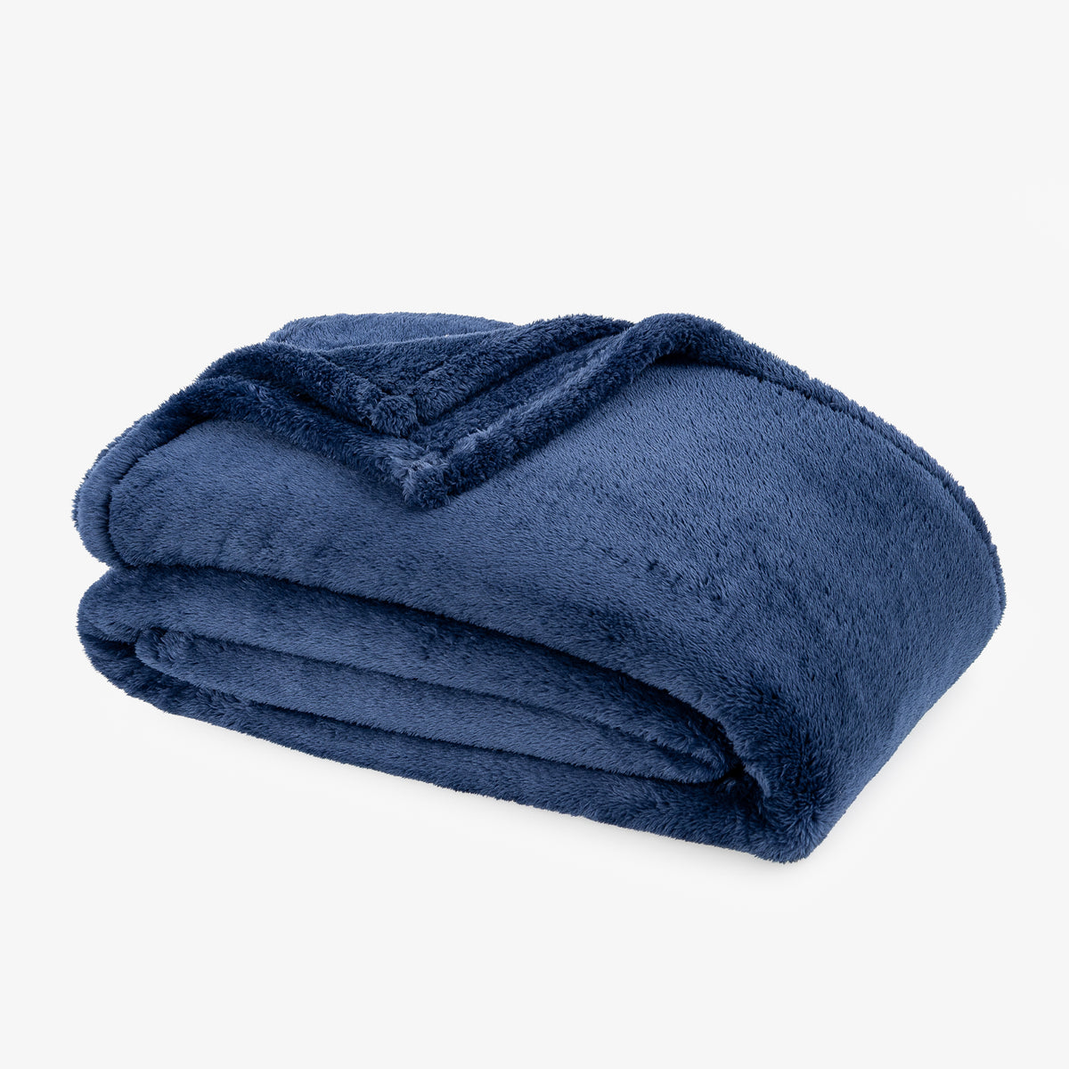 Premium Extra-Fluffy™ Blanket in Dress Blue, folded on a white background