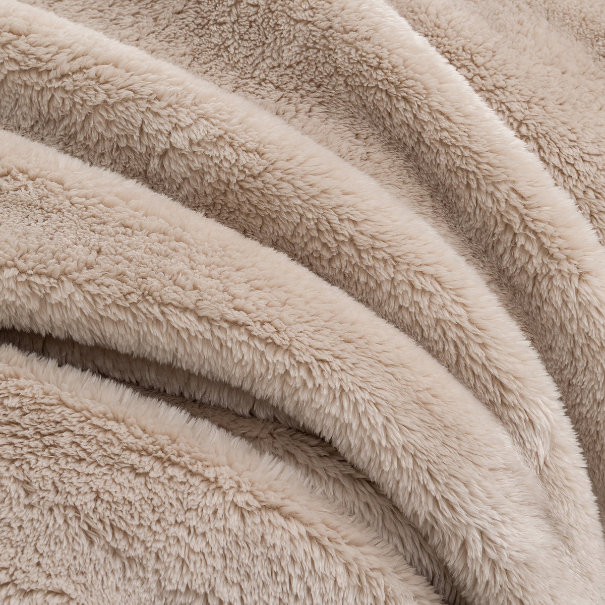 Close-up of Premium Extra-Fluffy™ high-pile plush in Grain