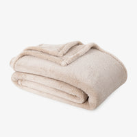 Premium Extra-Fluffy™ Blanket in Grain, folded on a white background