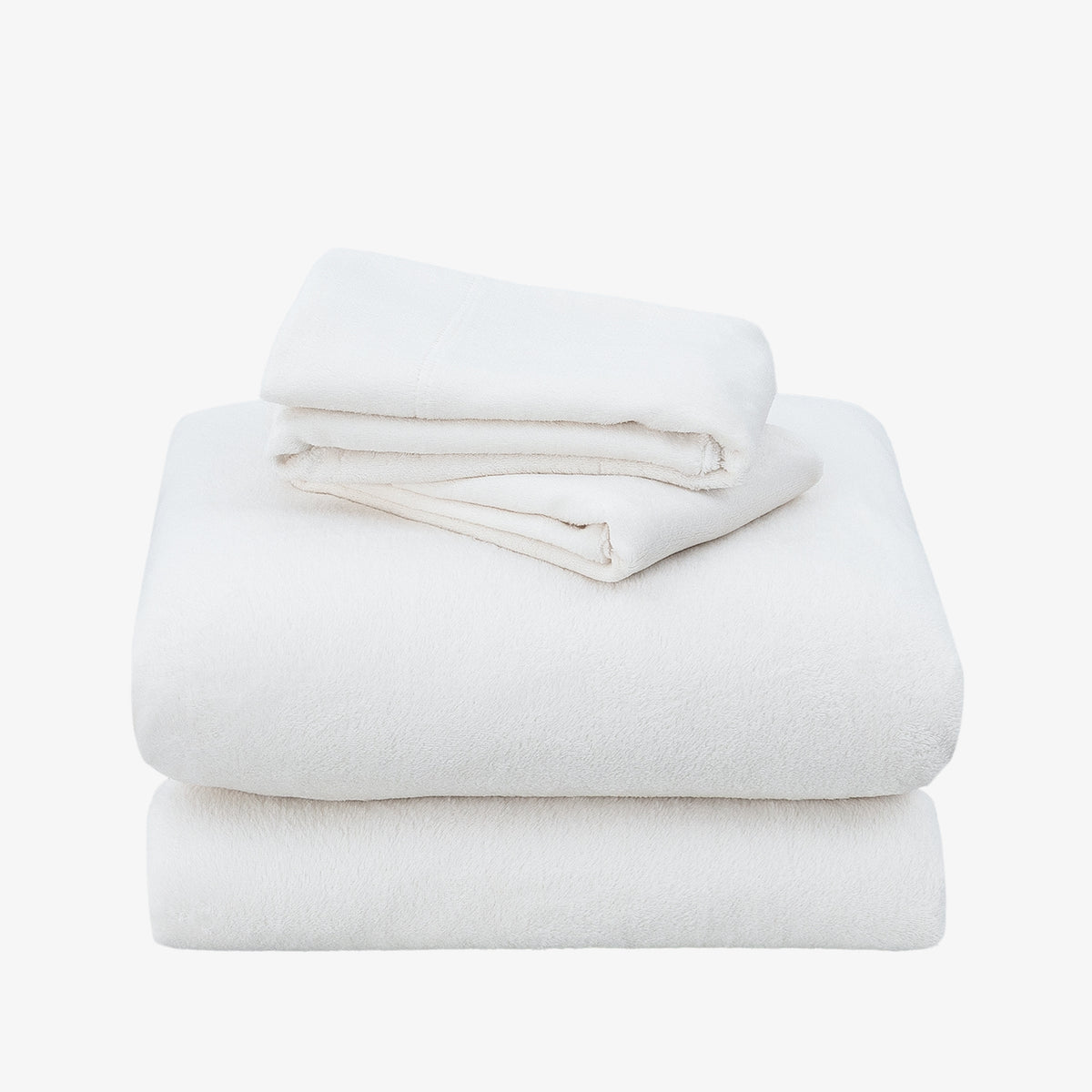 VelvetLoft® Plush Sheet Set in Cream, folded on a white background