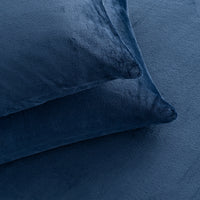Close-up of VelvetLoft® Plush Sheet Set pillowcases in Dress Blues