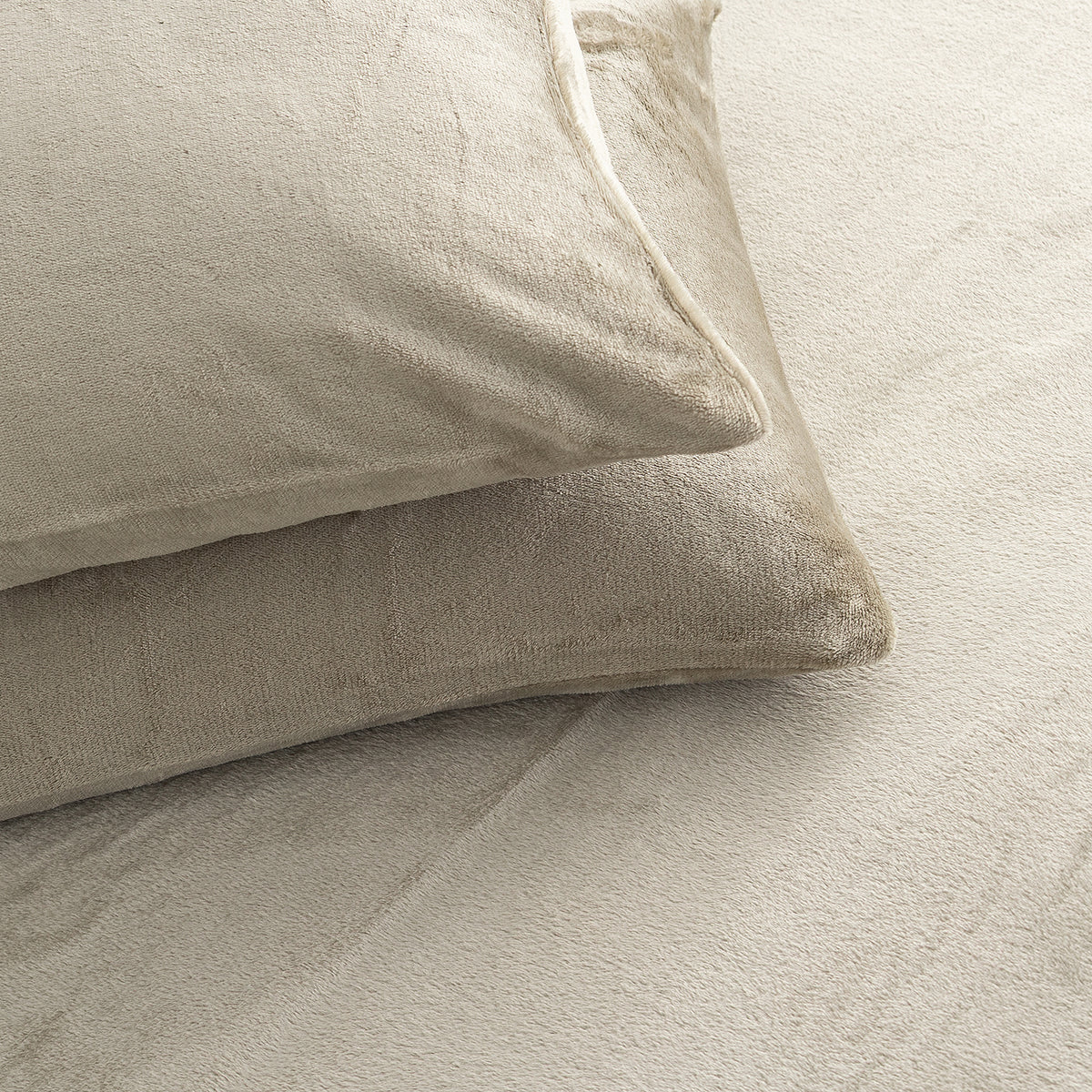 Close-up of VelvetLoft® Plush Sheet Set pillowcases in Dry Sage