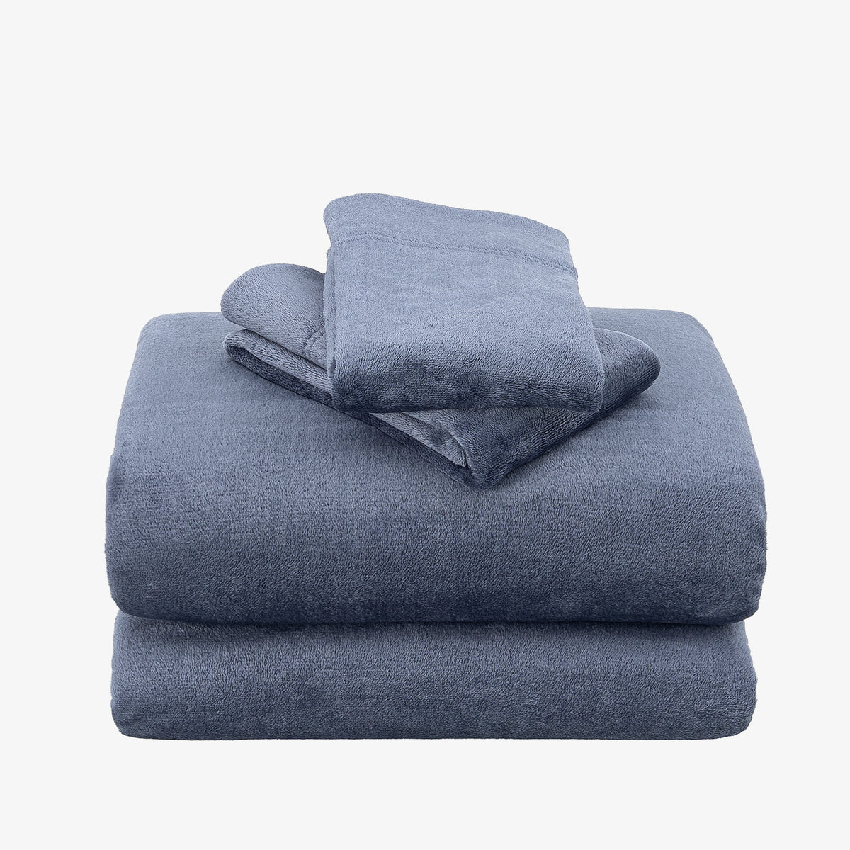 VelvetLoft® Plush Sheet Set in Galaxy Blue, folded on a white background