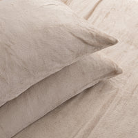 Close-up of VelvetLoft® Plush Sheet Set pillowcases in Hummus