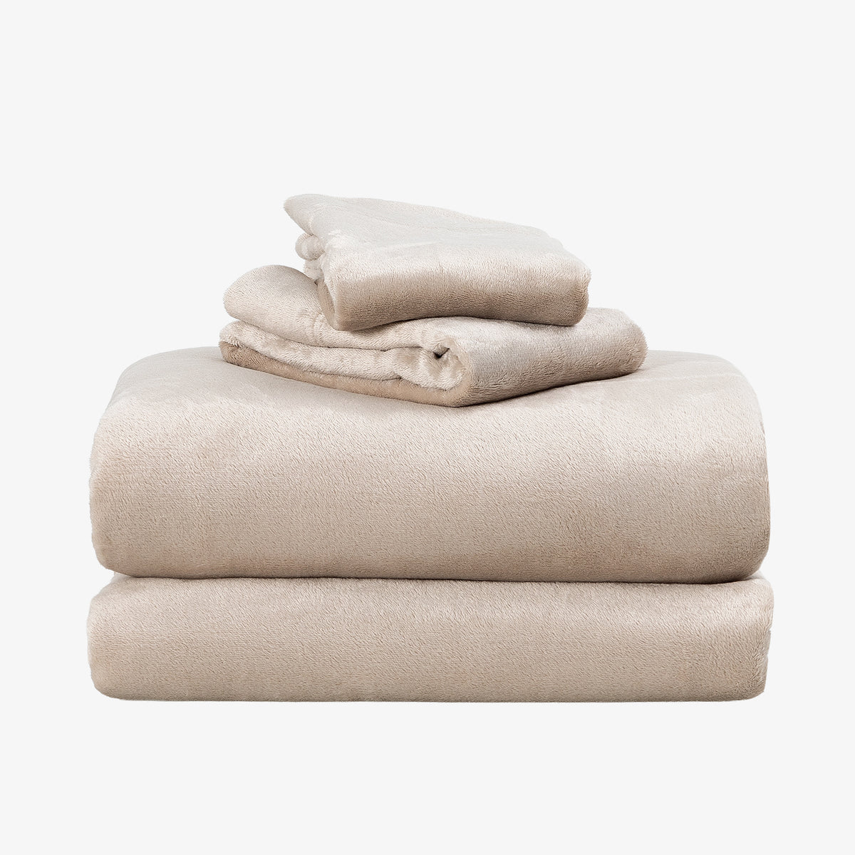 VelvetLoft® Plush Sheet Set in Hummus, folded on a white background