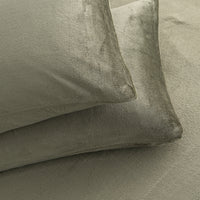 Close-up of VelvetLoft® Plush Sheet Set pillowcases in Ivy