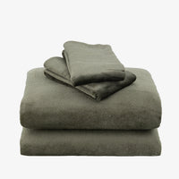 VelvetLoft® Plush Sheet Set in Ivy, folded on a white background