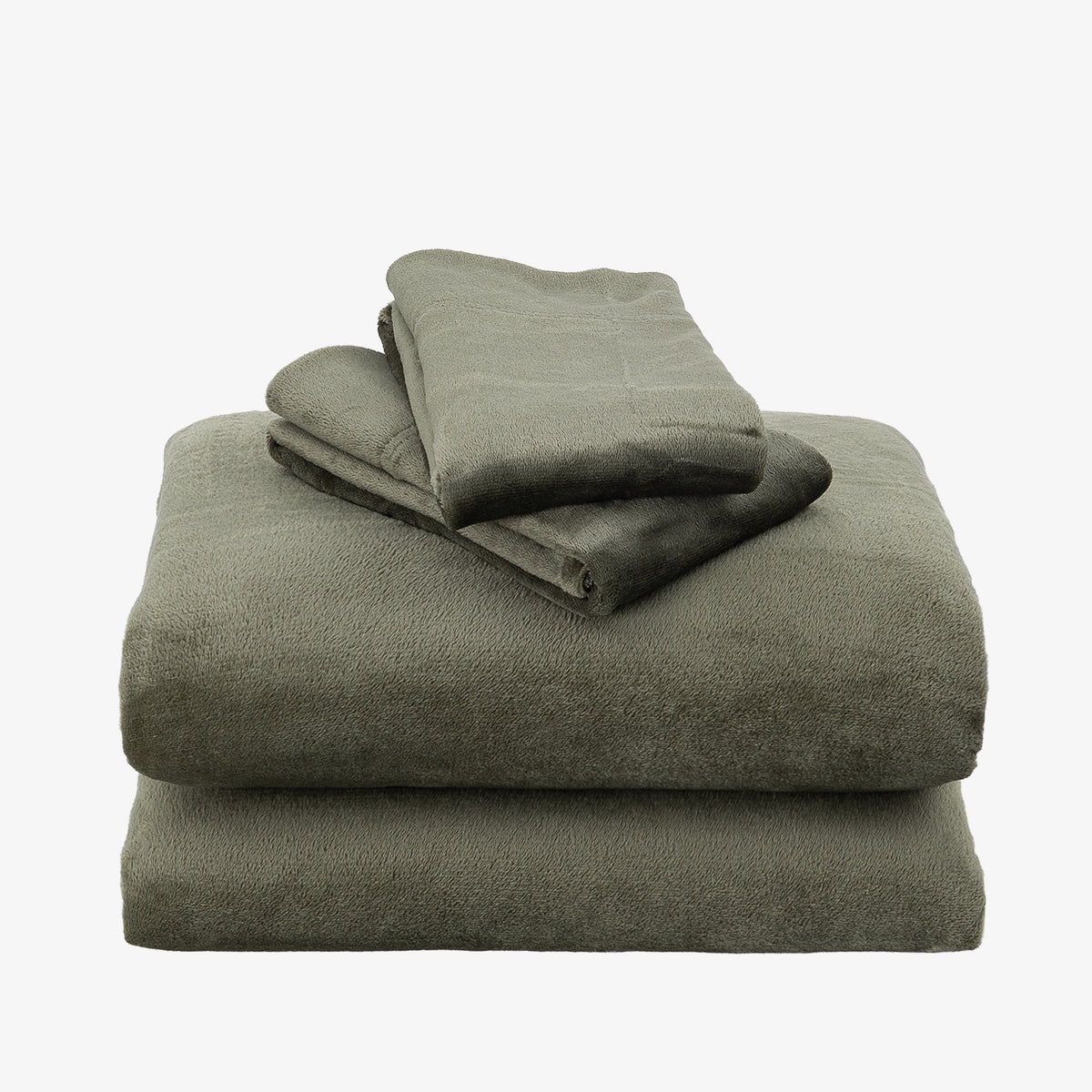 VelvetLoft® Plush Sheet Set in Ivy, folded on a white background
