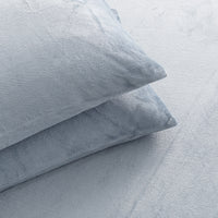 Close-up of VelvetLoft® Plush Sheet Set pillowcases in Polar Blue