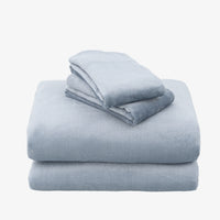 VelvetLoft® Plush Sheet Set in Polar Blue, folded on a white background