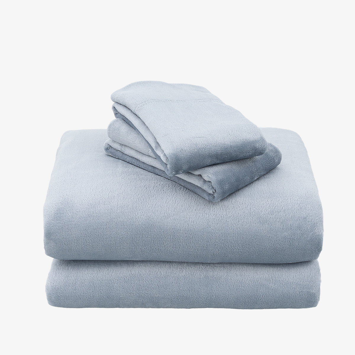 VelvetLoft® Plush Sheet Set in Polar Blue, folded on a white background