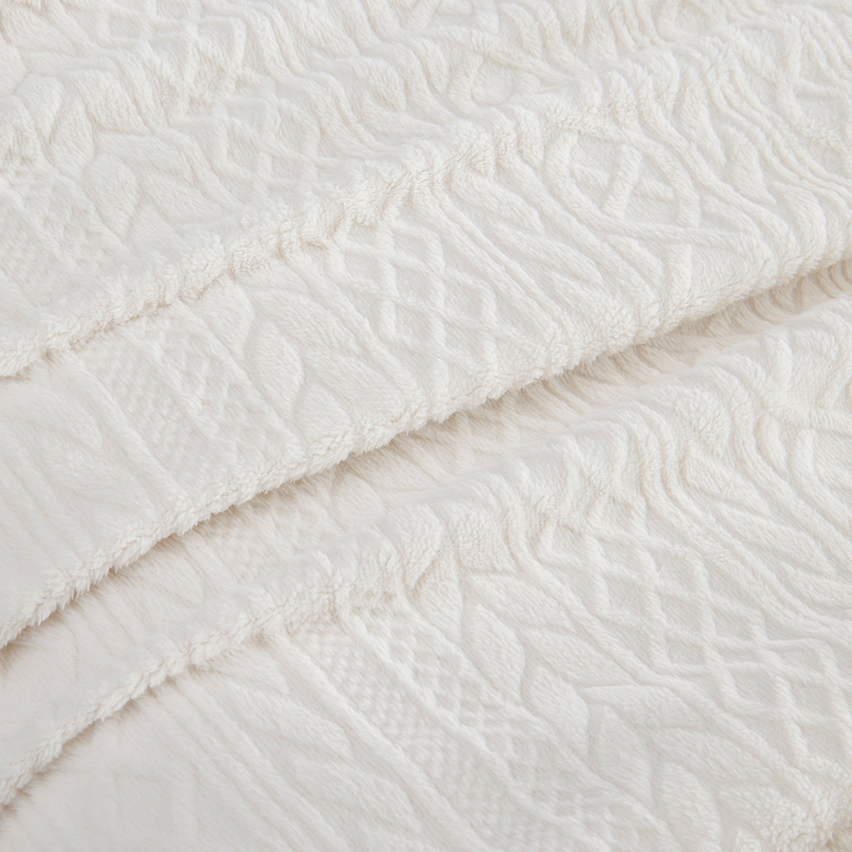 Close-up of the raised cable pattern on the VelvetLoft® Plush Sheet Set in Textured Cream