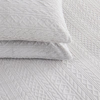 Close-up of VelvetLoft® Plush Sheet Set pillowcases in Textured Wisp Grey