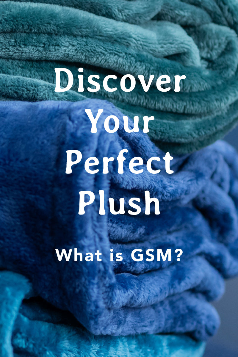 Discover your perfect plush. What is GSM. Image of stacked blue VelvetLoft® throws.